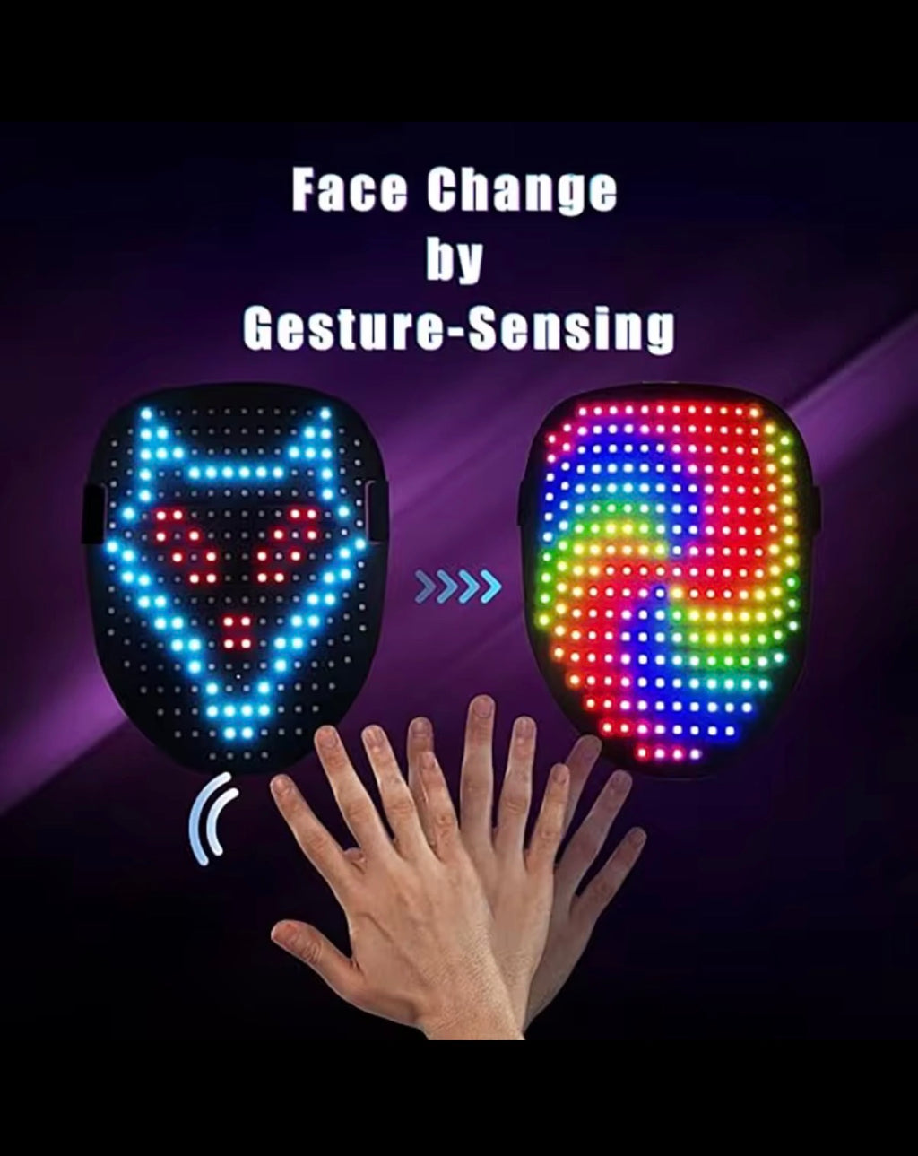 Pulsemask face change by gesture sensing