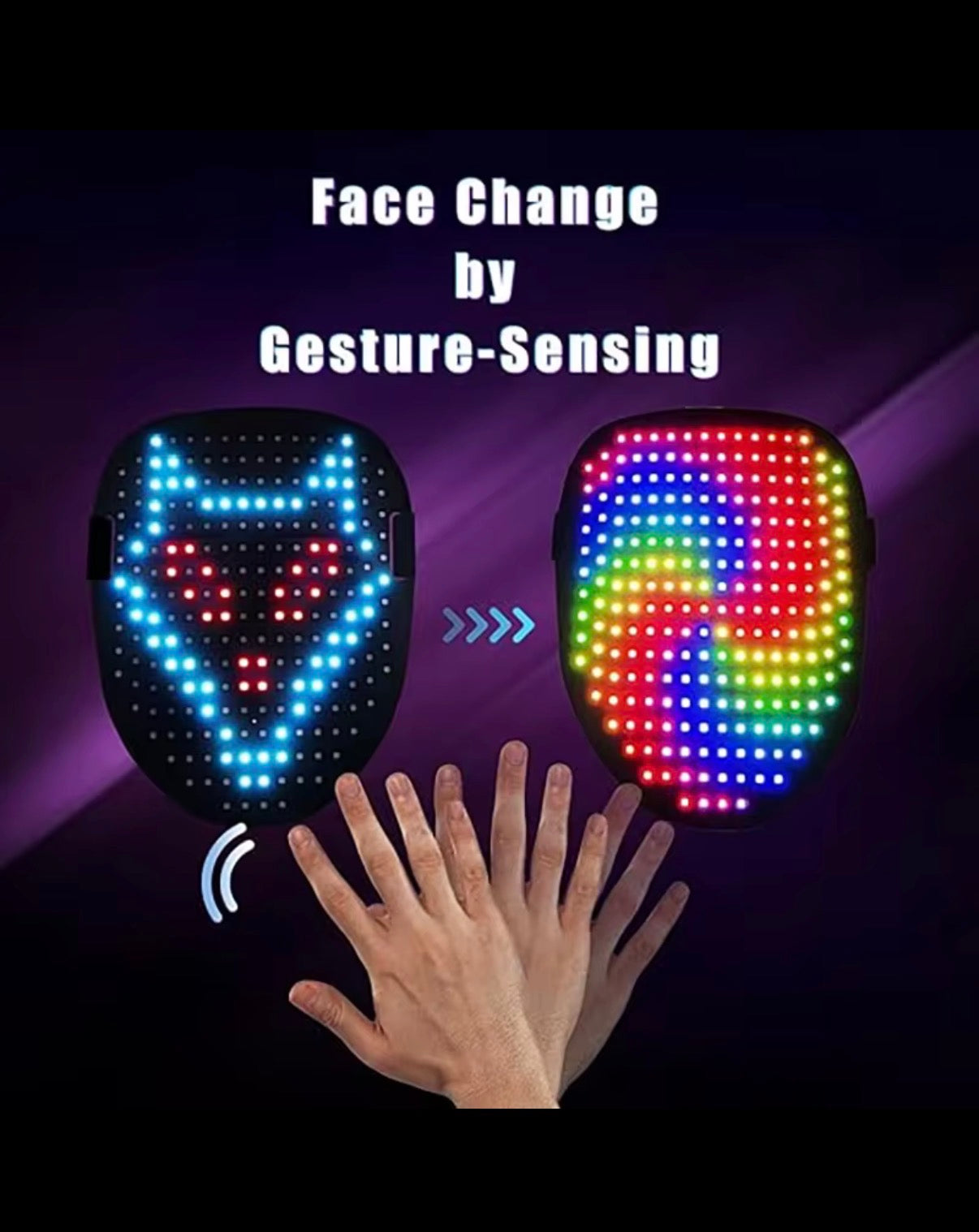 Pulsemask face change by gesture sensing