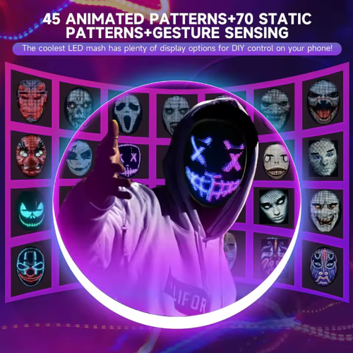Pulsemask Pro - 45 animated patterns plus 70 static patterns with gesture sensing